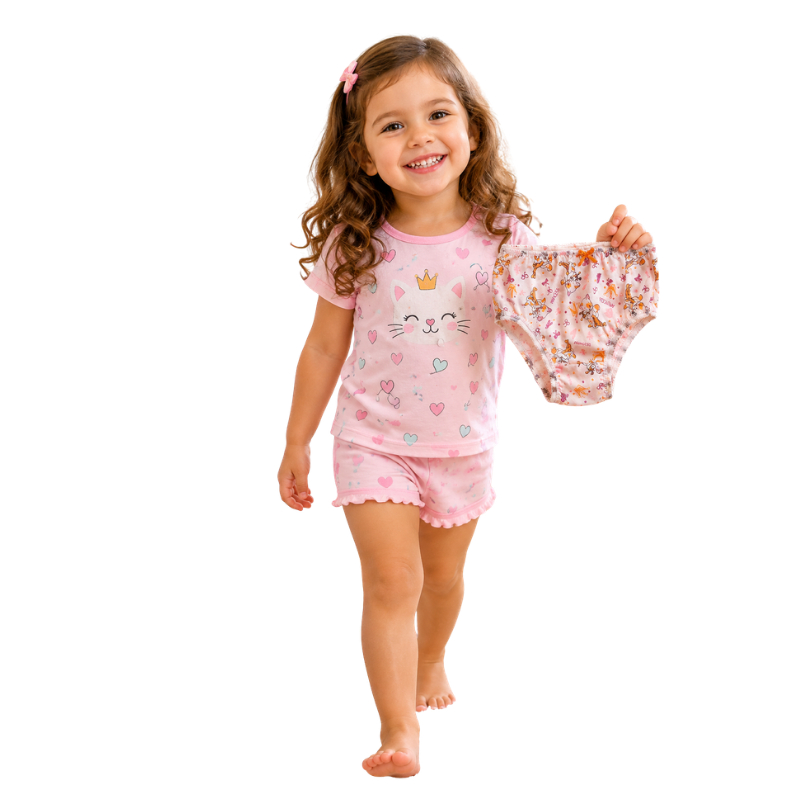 kit 3 calcinhas infantil menina estampada 100% algodão confortável cores sortidas tamanhos P a G