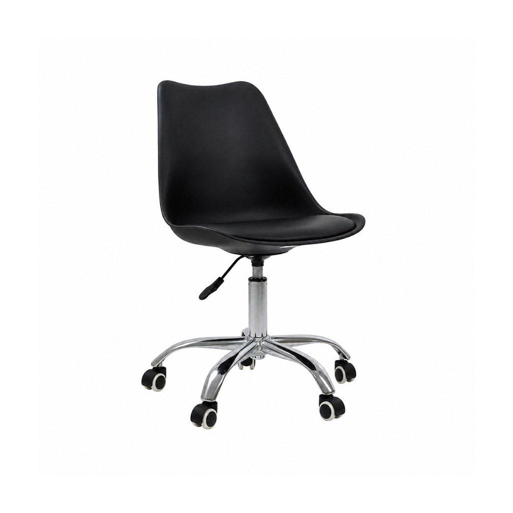 Cadeira Office Saarinen Giratória com Base Cromada e Rodízio - Ajuste de Altura para Escritório e Home Office