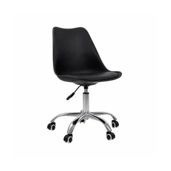 Cadeira Office Saarinen Giratória com Base Cromada e Rodízio - Ajuste de Altura para Escritório e Home Office