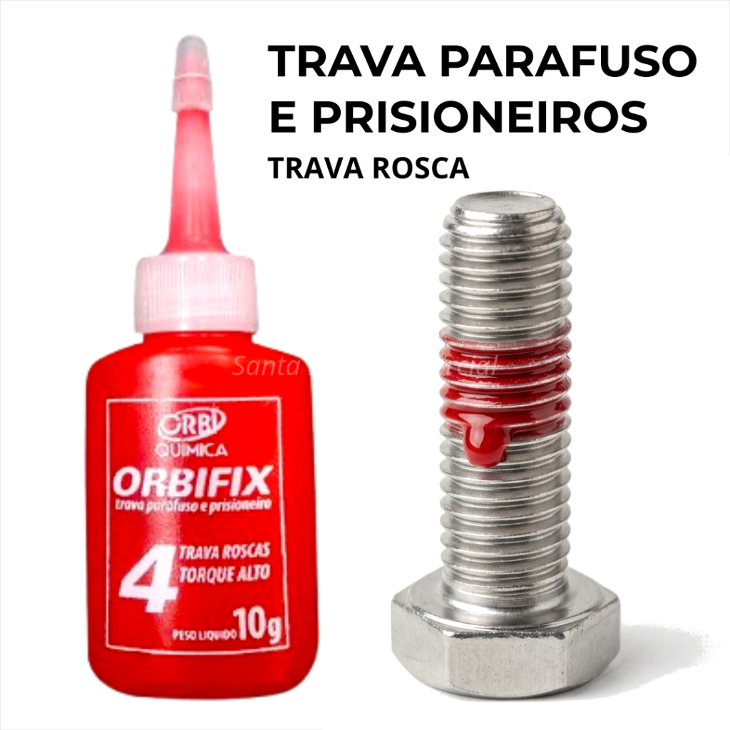 Trava Parafuso Prisioneiro Rosca Porcas Orbifix4 10g Cola Adesivo Alto Torque Vermelho Alta Resistencia Orbi Química