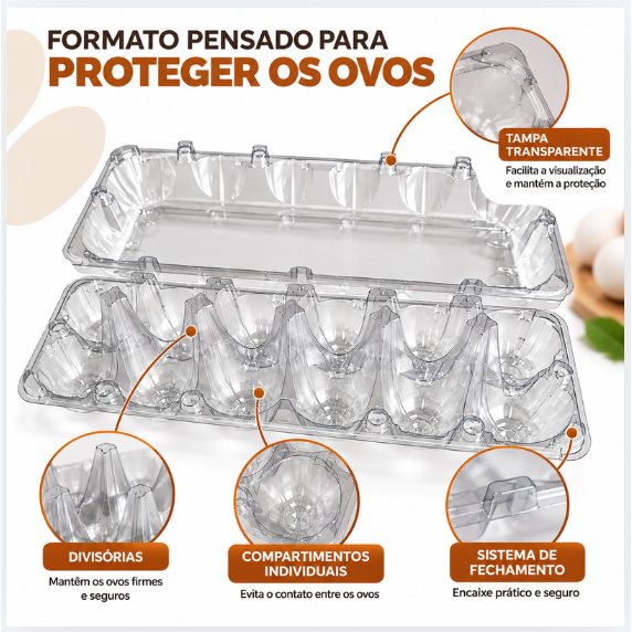 Embalagem Para 12 Ovos De Galinha Cartela Caixa Para Ovos 100 - 50 - 25 Unidades — imagem 2 de 2