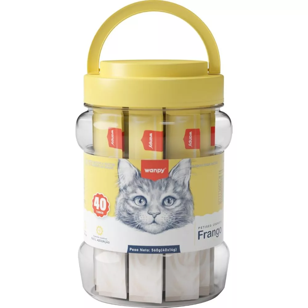 Wanpy/Truly Creamy Petisco Cremoso para Gatos, 40 Sachês, 560g, Frango