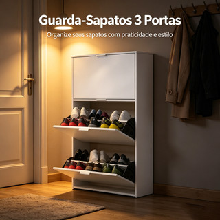 Armário Sapateira Multiuso Ultra Fino 17cm, Sapateira Organizadora Basculante com Prateleira Interna Resistente  