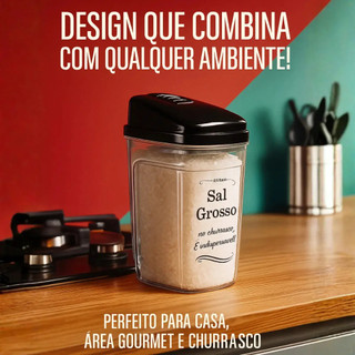 Pote De Sal Grosso Saleiro Transparente  BPA Free Cozinha Mesa Área Gourmet