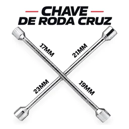 Chave De Roda Tipo Cruz 4 Bocas 17 x 19 x21 x23 mm Para Carro