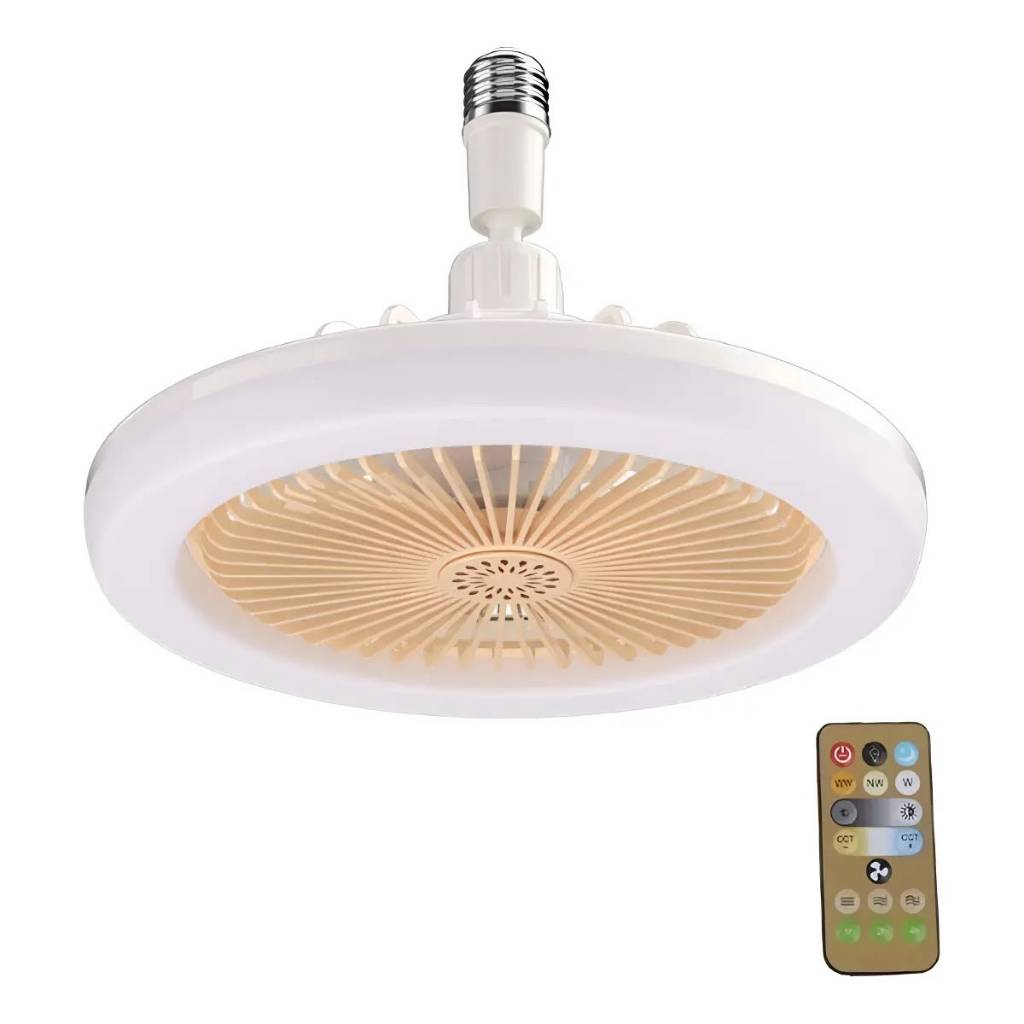 Ventilador Lampada De Teto Led Smart E27 Com Controle Remoto Bivolt 3 Temperatura de Cor.