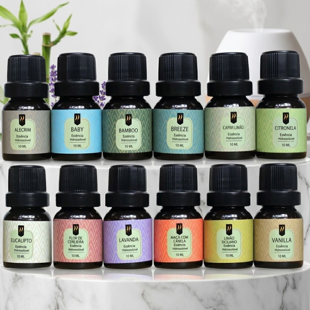 Kit 12 Essências Aromáticas 10ml Para Difusor Umidificador Aromatizador Aromaterapia – Nattuaromas