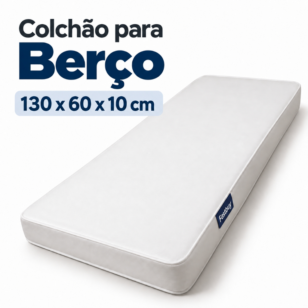 Colchão Para Berço 130x60x10 Impermeável Modelo D18 Antiácaro e Antialérgico - Envio Imediato
