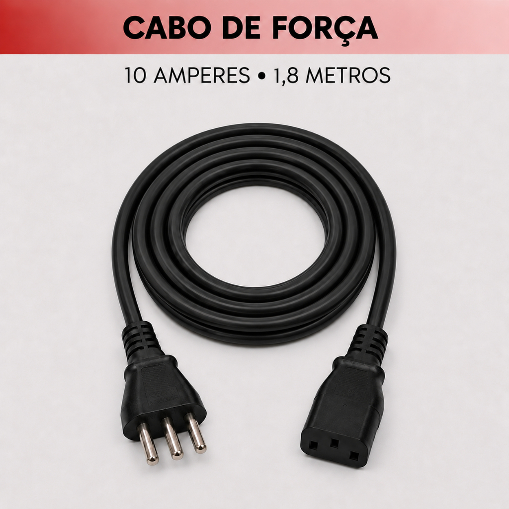 Cabo Força tripolar 1,8 metros para Fonte PC Computador Monitor Televisão Force Line