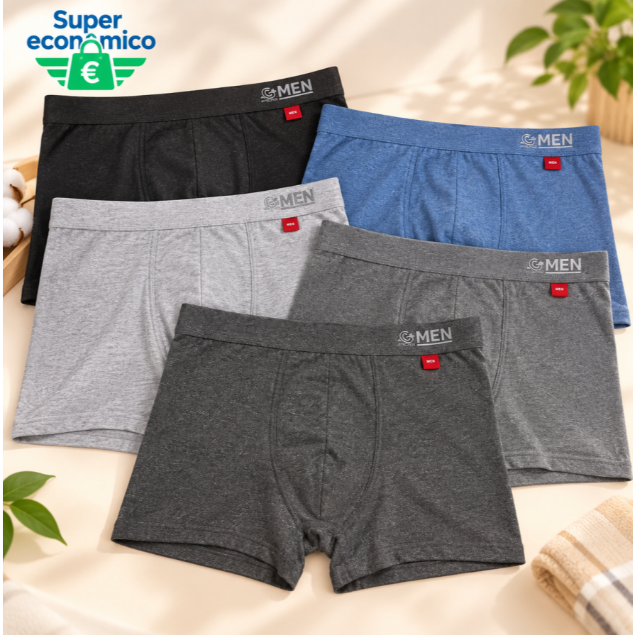 Cuecas boxer masculinas,  tabela de tamanhos disponível, adequadas para estudantes e adolescentes