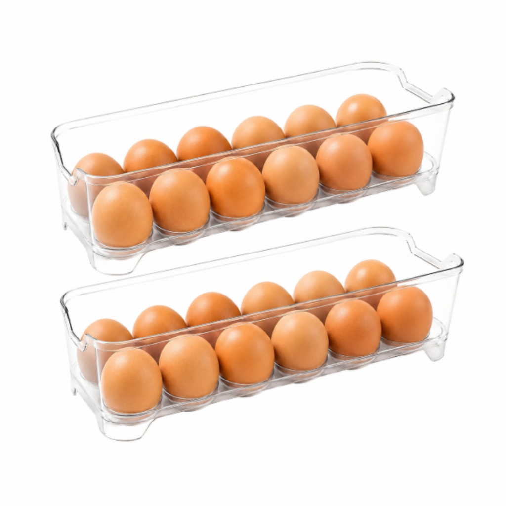 Kit 2 Porta Ovos 12 Un Geladeira Acrílico Organizador Empilhável Prático
