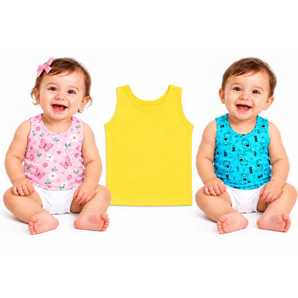 Kit Camisetas Bebê Regata Pijama Super Confortável 100% Algodão 0 a 12 meses