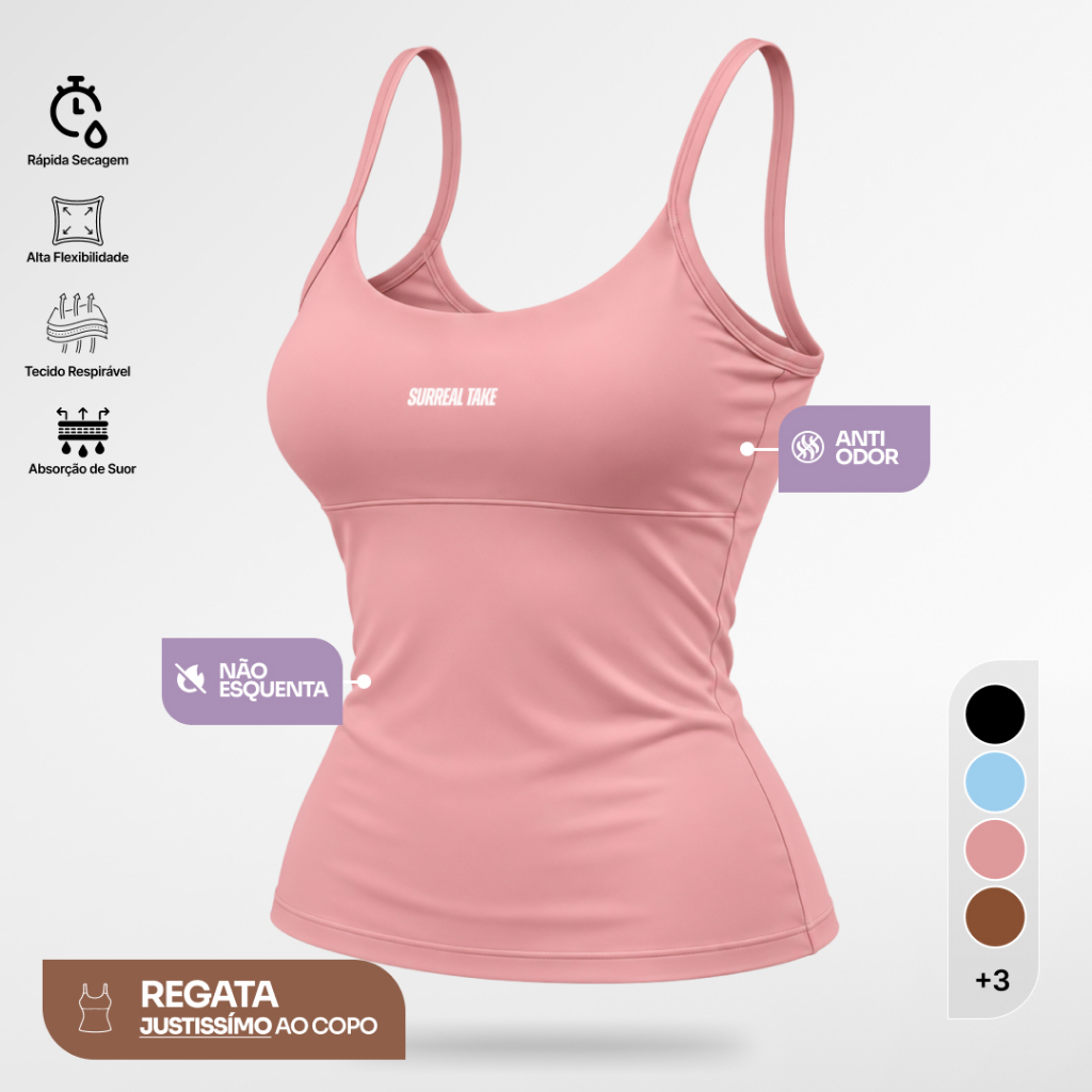 Regata Camiseta Alcinha Fitness Feminino Liso Poliamida Treino Blusa Slim Academia Caminhada