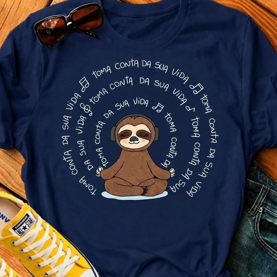 Camiseta Estampada Feminina Preguiça Vibes Desenho Animado Engraçado Blusa Casual Confortável