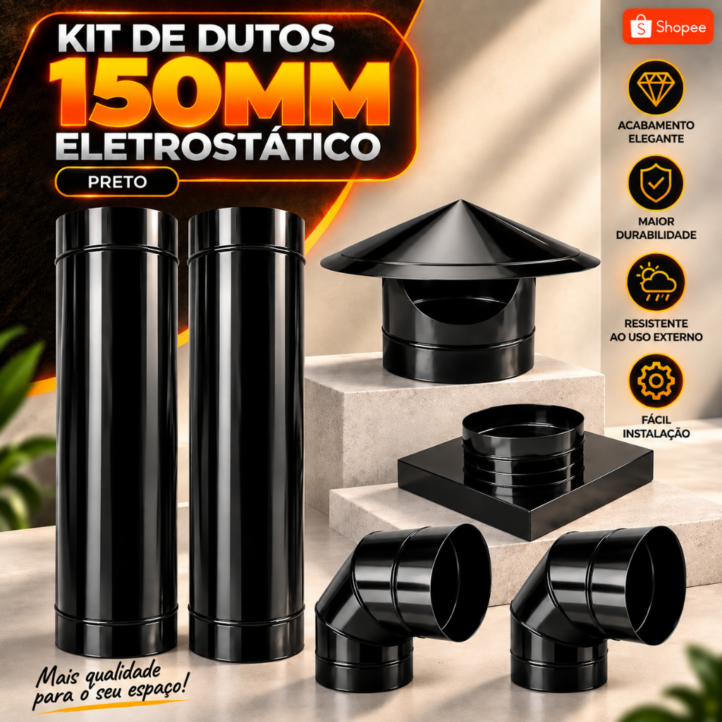 Kit Para Churrasqueira Pré Moldada 30x30/150mm Preto