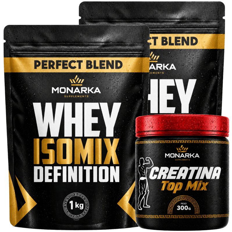 KIT Whey Isolado Concentrado 2kg + Creatina Monohidratada 300g - Treino Academia Esporte