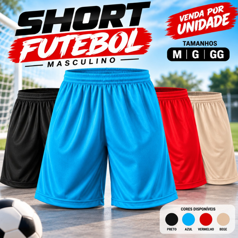 Short Futebol Masculino Esportivo Treino Academia Calção Leve Confortável M G GG |469| Lançamento