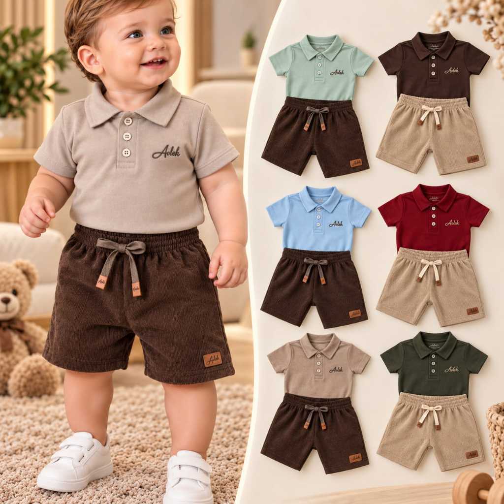 Conjunto Bermuda e Camisa Gola Polo Bebê Menino