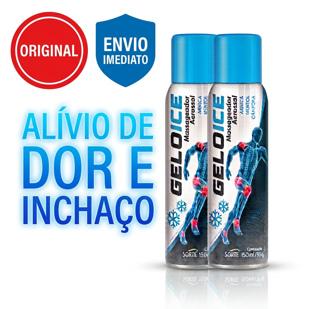 Spray Massageador 150ml Alívio Imediato Dor Inchaço Muscular Atletas Gelol Ice Aerossol