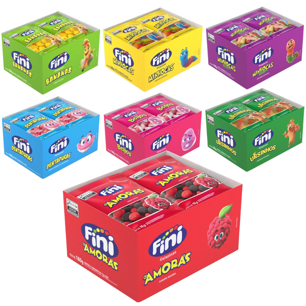 Kit Fini 4 Caixas C/12 Unidades de 15g Mix de Sabores C/Amoras