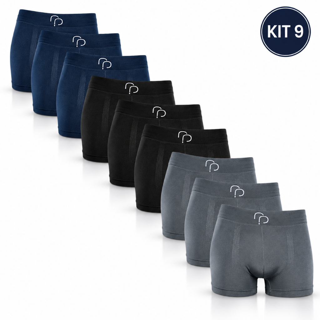 Kit 9 Cuecas Boxer Masculina Microfibra Sem Costura Adulto Elastano Lisa