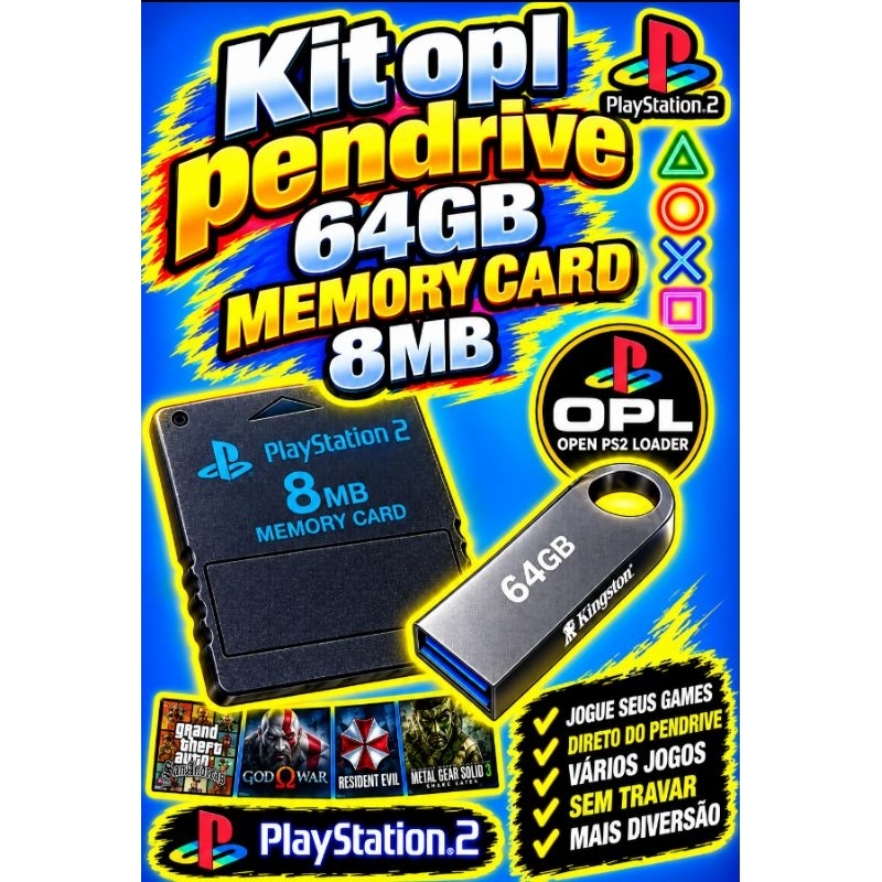 kit opl pendrive 64GB com jogos