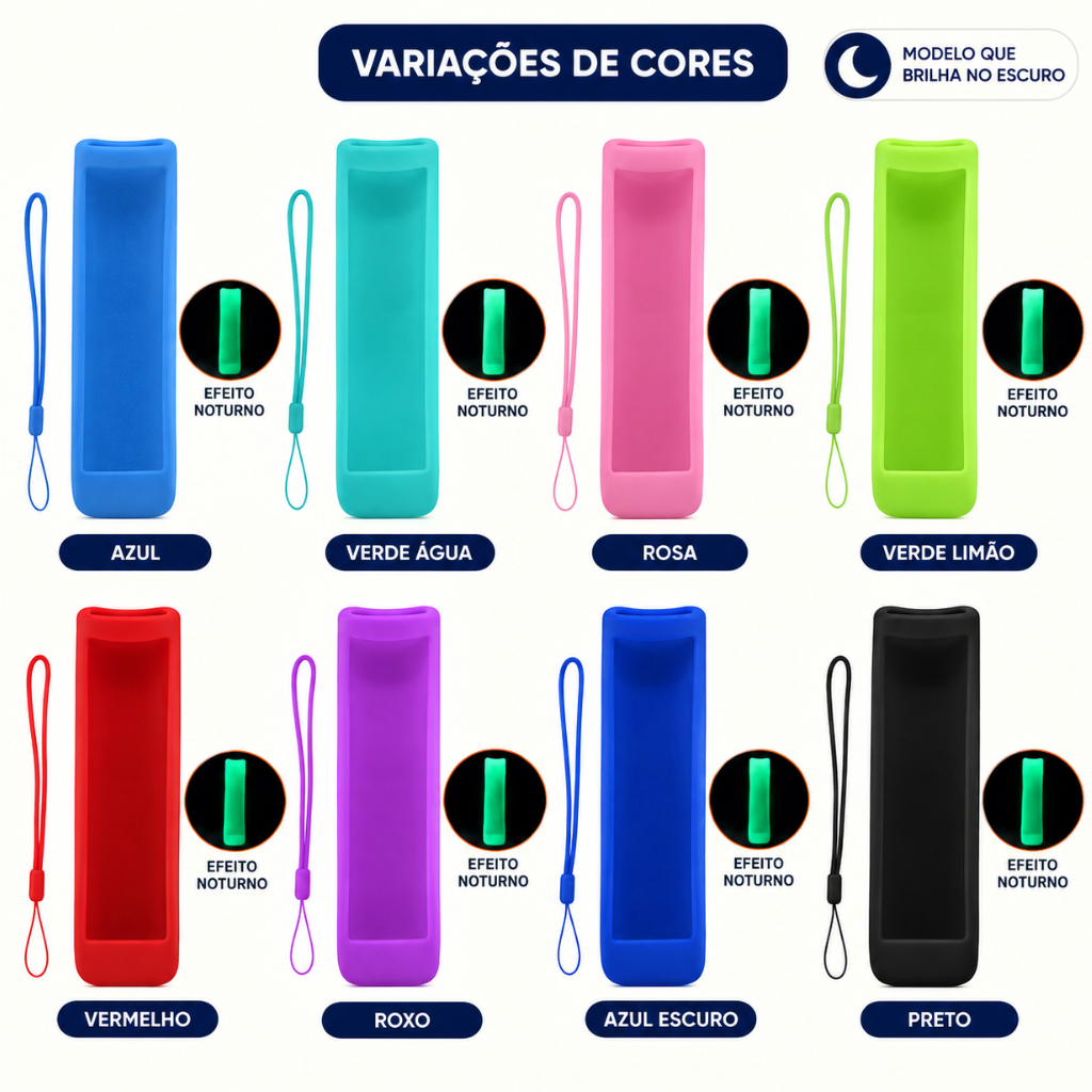 Capa Protetora de Silicone para Controle Remoto Samsung Smart TV | LE-7998-11 | AntiQueda | Brilha no Escuro | 8 Cores