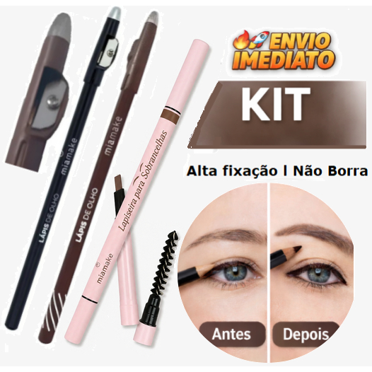 Kit Lápis Olho e Sobrancelha Preto, Marrom e Universal | 2 ou 3 Unidades | Mais Vendido | Envio Imediato
