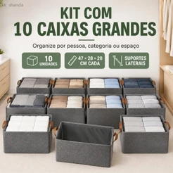 Kit 10 Caixas Organizadoras Dobráveis Guarda-roupa Grande
