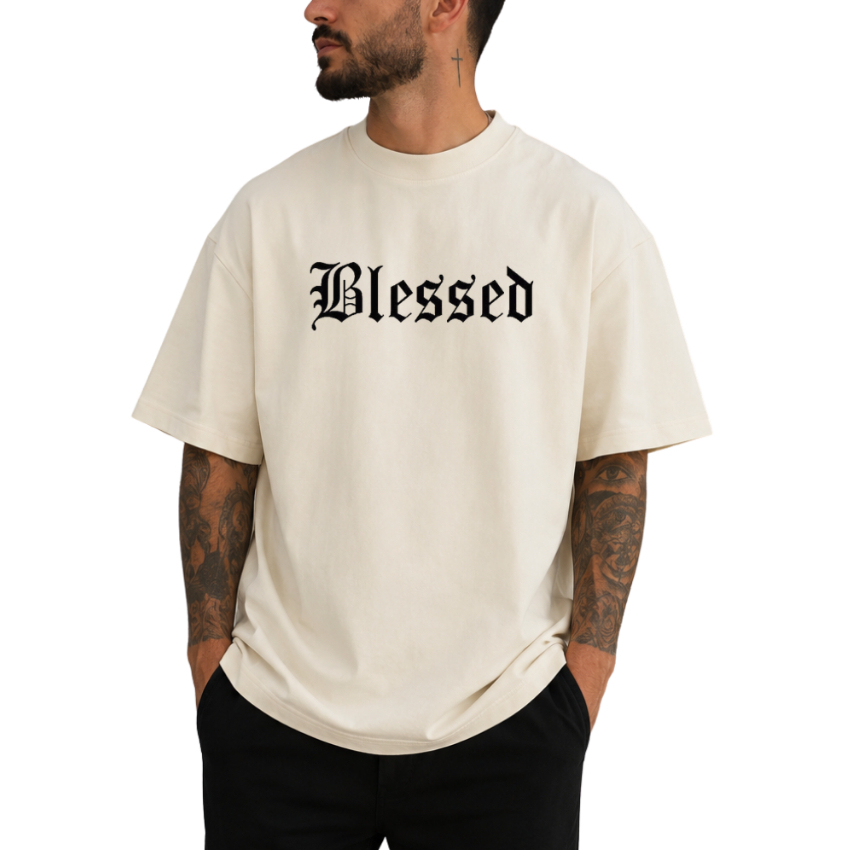 Camiseta Oversized Blessed Camisa Streetwear Algodão P ao GG Estilosa Confortavel