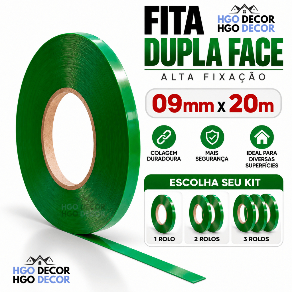 Fita Dupla Face Extra Forte 9mm X 20M Pronta Entrega