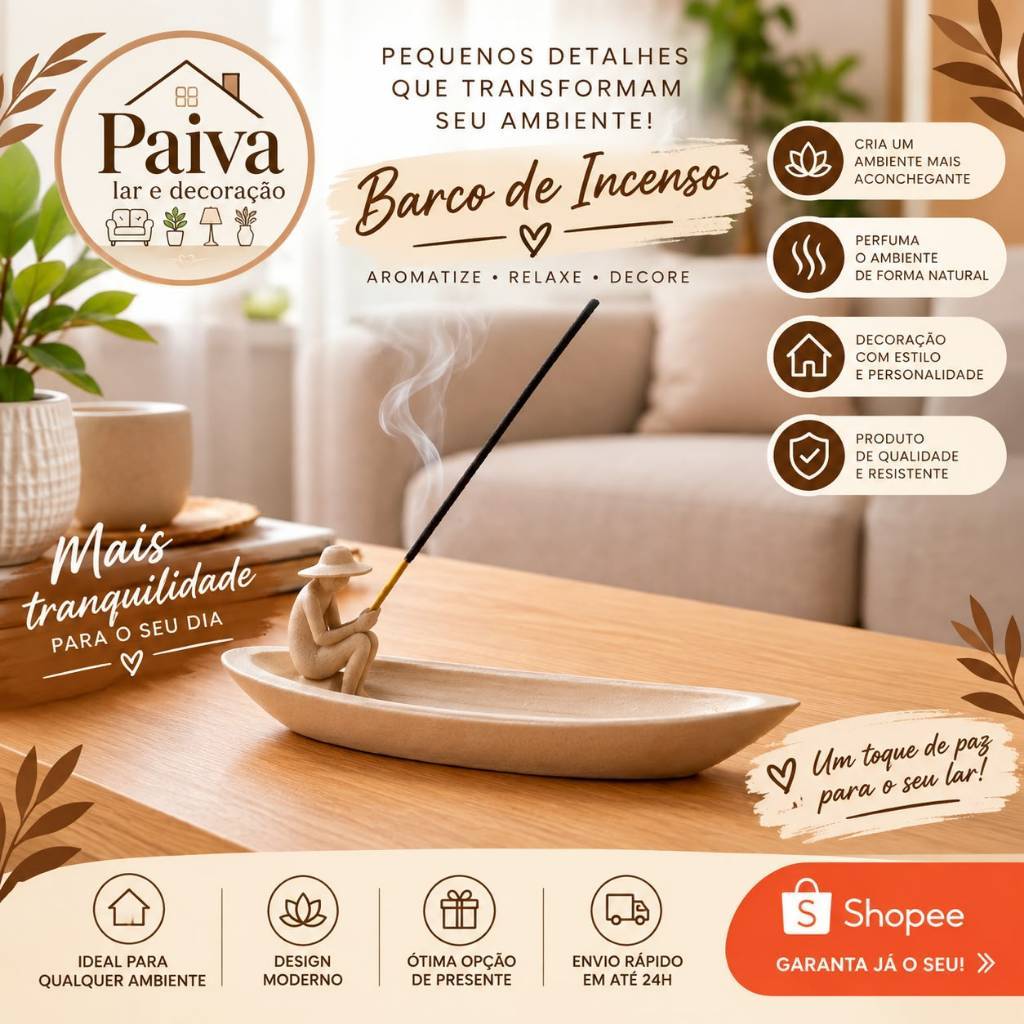 Imagem Barquinho Incensário Cascata de Fumaça Porta Incenso Cone Backflow Decorativo Zen Aromatizador