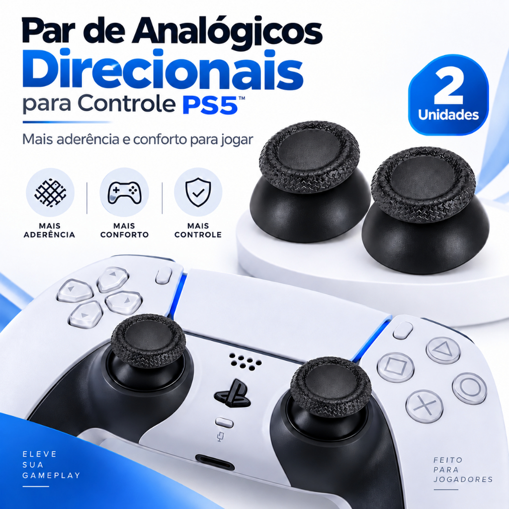 Kit 2 botões Analógicos PS5 DualSense Joystick Controle Playstation 5 Peça de Reposição Premium Preto