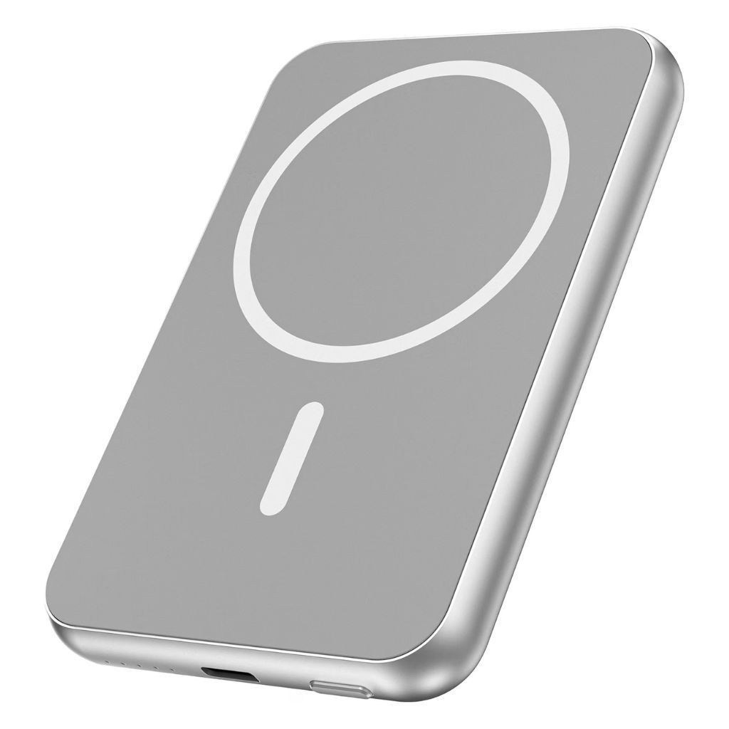 Carregador Power Bank Indução Portátil Universal USB-C 5.000mAh 20W Prata Geonav