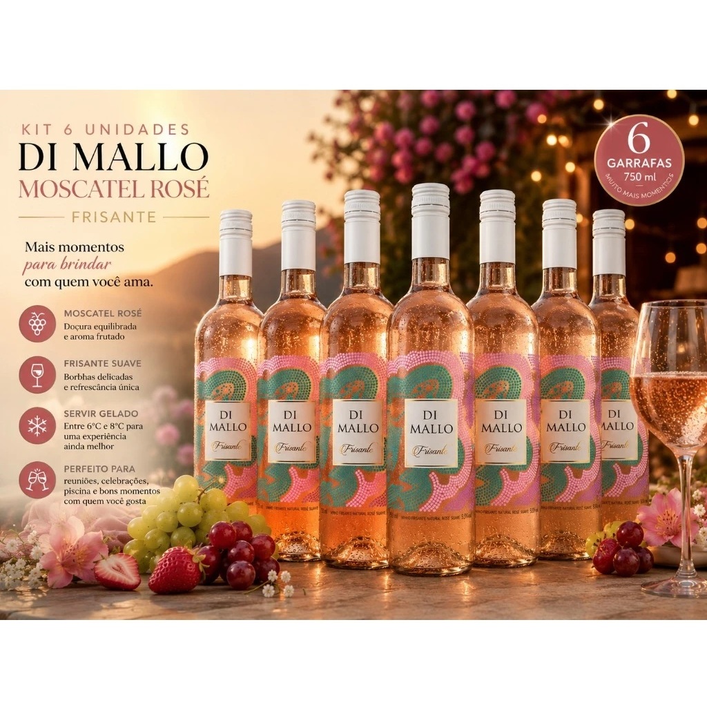 Vinho Frisante Rose Suave Di Mallo Refrescante 750ml