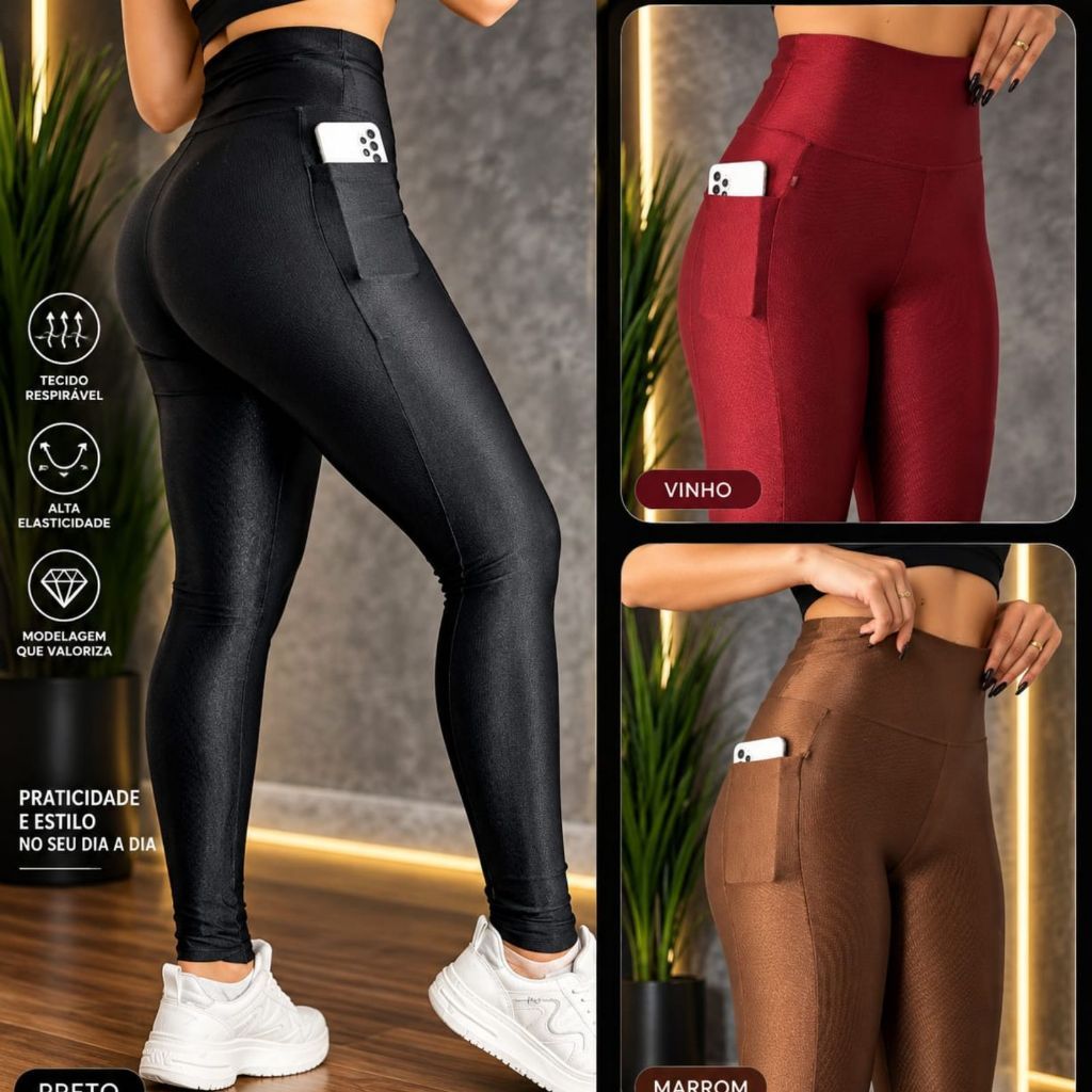 Calças Legging Feminino Fitness } Empina Bumbum 100% Zero Transparência Alta Compreção Roupas De Academia Poliamida