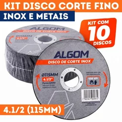 Kit 10 Unidades Disco De Corte Inox 4.1/2" (115X22mm) Algom