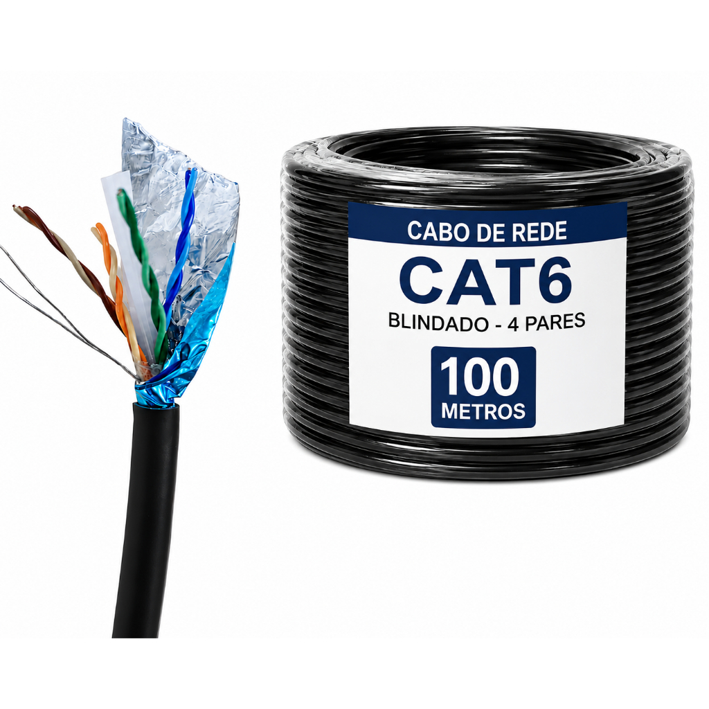 Cabo De Rede Patch Cord Cat6 100 Metros 100m Cat 6 Blindado