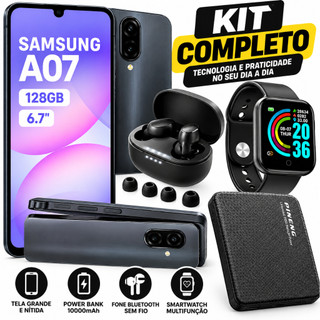 Samsung Galaxy A07 128GB Original + Power Bank 10000mAh + Fone Bluetooth + Smartwatch
