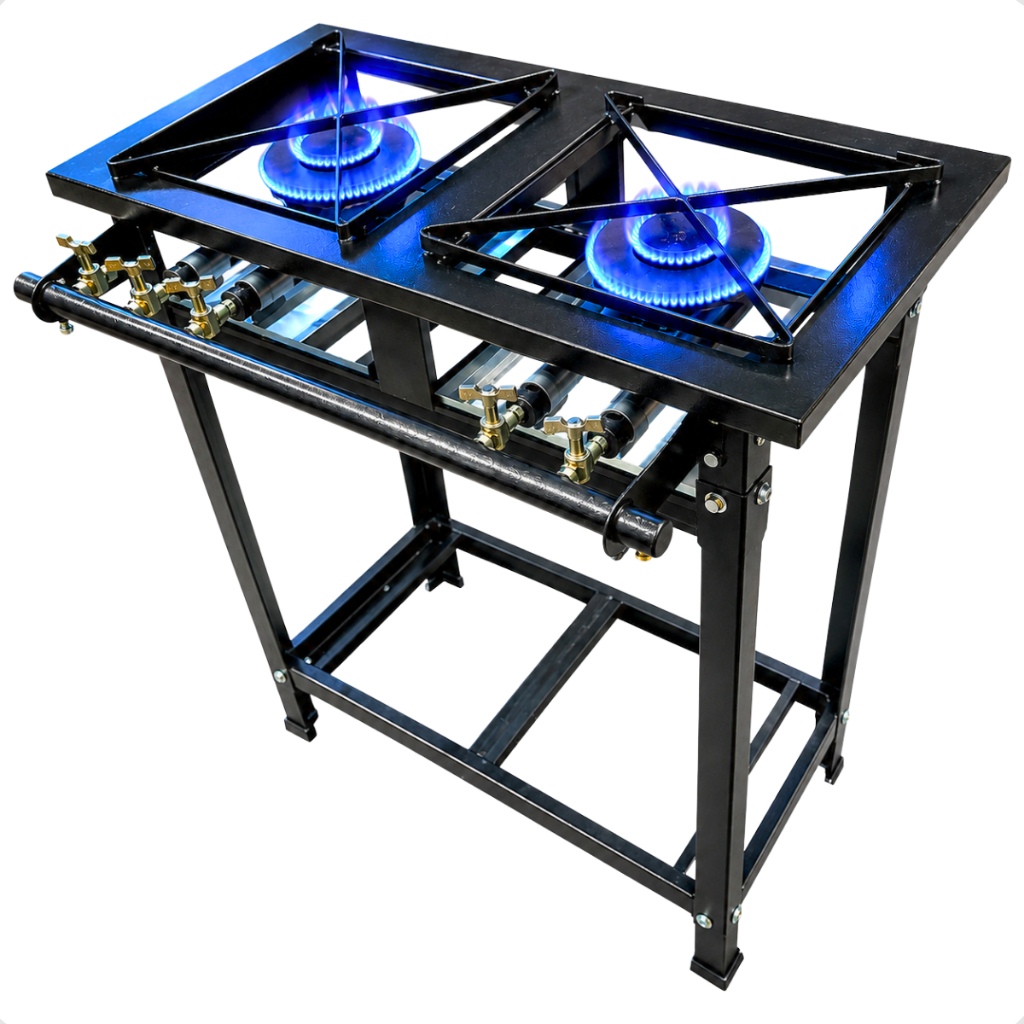 Fogão Industrial 2 Bocas Queimador Duplo Bp Itajobi 30x30 Preto Gas
