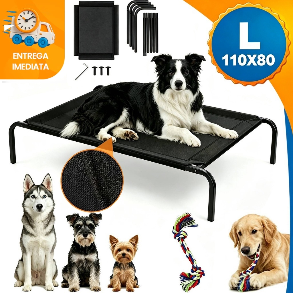 Cama Para Cachorro Suspensa Em Aluminio Elevada Desmontável  Cachorro Super Resistente 110X80X20CM