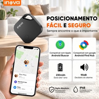INOVA Rastreador Bluetooth Smart Tag Anti Perda Mini Localizador Chaves Mala Pet iOS Android