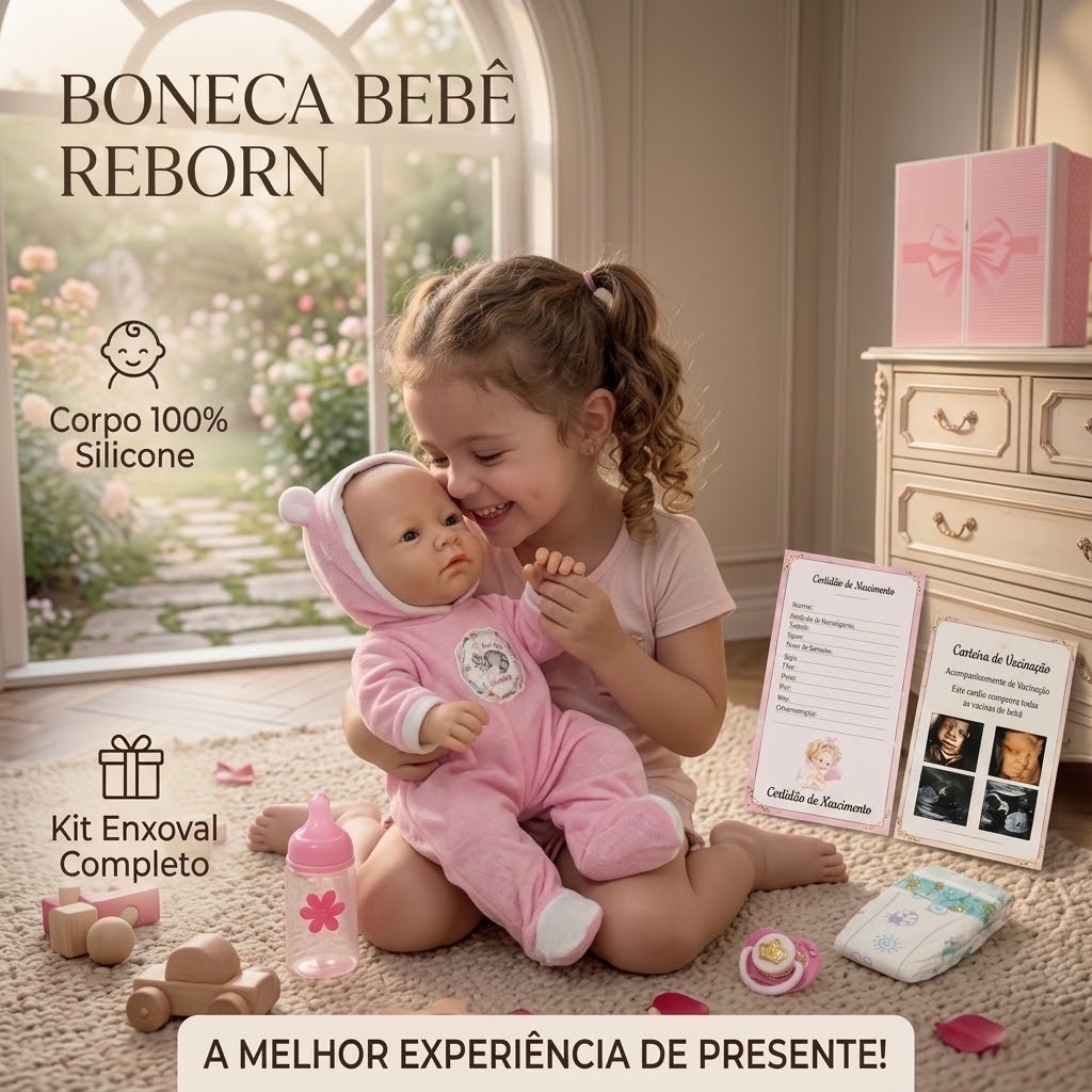 Boneca Bebê Reborn Morena Promoção Loira Acessórios