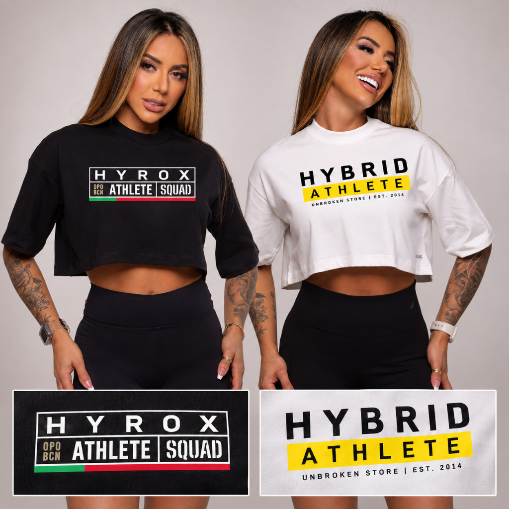 Cropped Blusa camiseta Feminino Oversized 100% Algodão CROSSFIT HYROX Academia FITNESS Casual