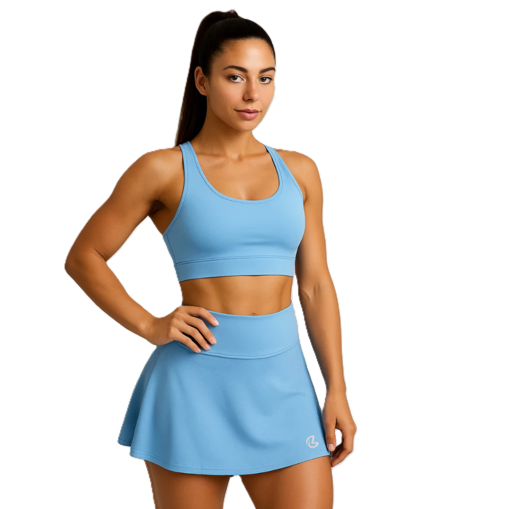 Conjunto Saia Short e Top Sem Bojo Fitness Feminino Academia Beach Tênis Lazer Confortável — imagem 1