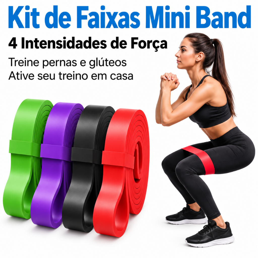 Elástico de Treino Mini Band / Elástico Tensão Extensor Exercício Treino Funcional Fisioterapia em Casa