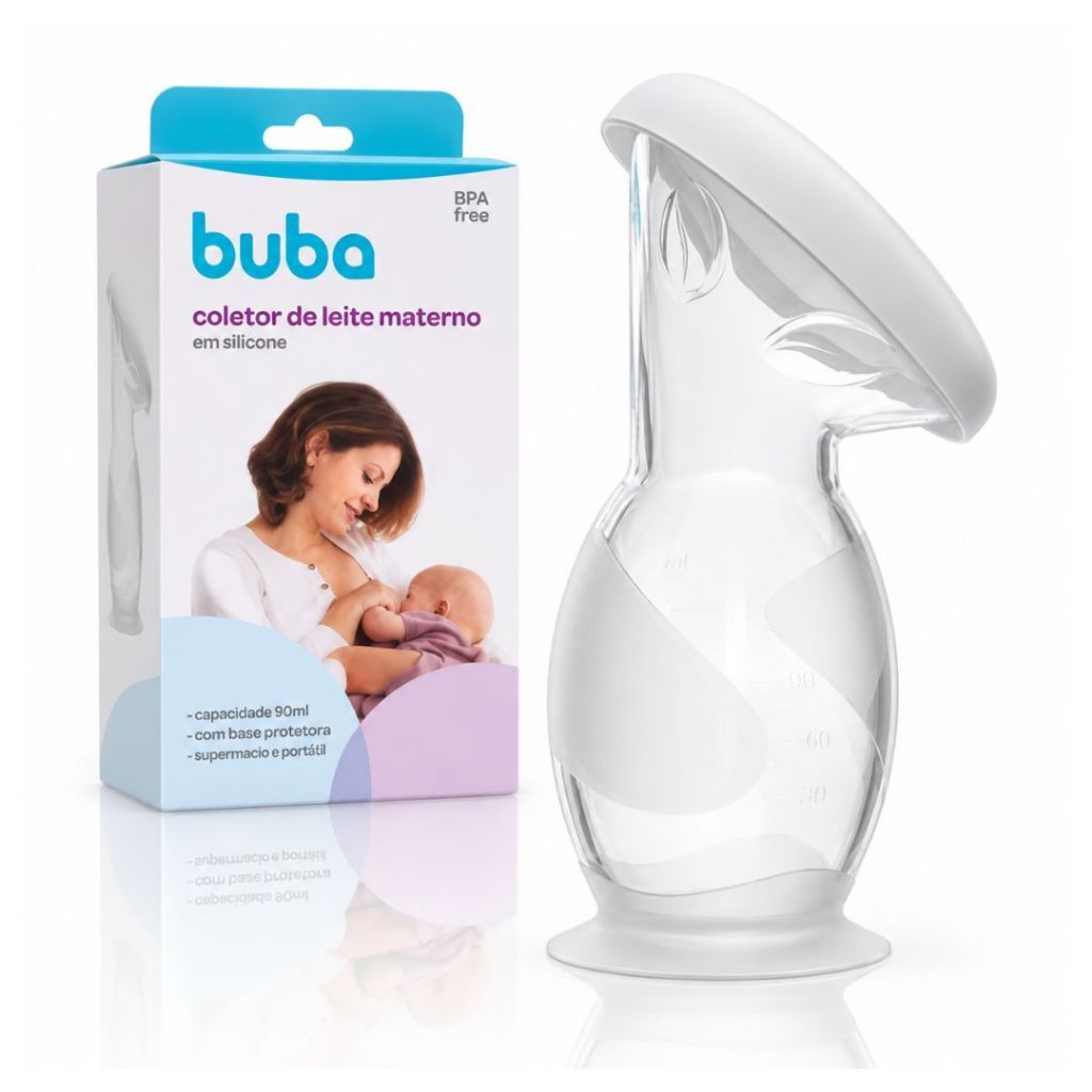 Coletor De Leite Materno Em Silicone 90ml Com Ventosa Buba Amamentação Armazenamento Com Segurança