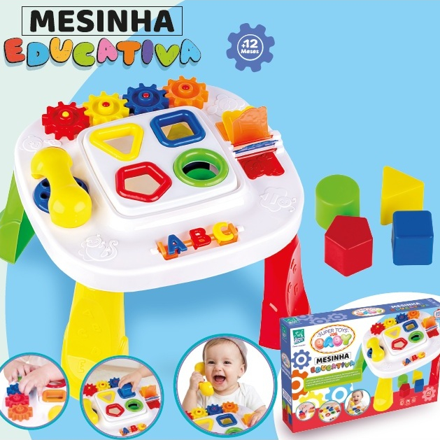 Mesa Didática Infantil Sensorial Com Formas Para Encaixar Em Plástico Não Tóxico E Sem Som — imagem 2 de 2