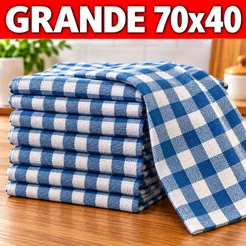 Pano de Chão Xadrez 100% Algodão Grande 70x40cm Kit 3, 5 ou 10 Unidades