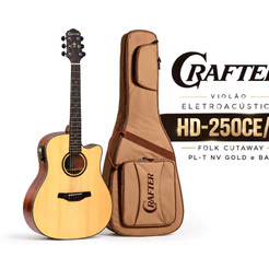 Violão Crafter Eletroacústico HD-250CE/N Folk Cutaway PL-T NV Gold e Bag